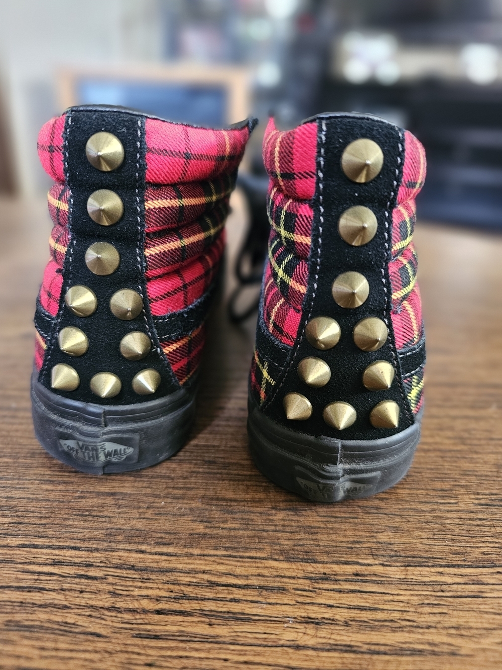 Vans Sk8-Hi Plaid High-Top Sneakers - Black & Red Size Womens 6.5 Mens 5 - Picture 5 of 12